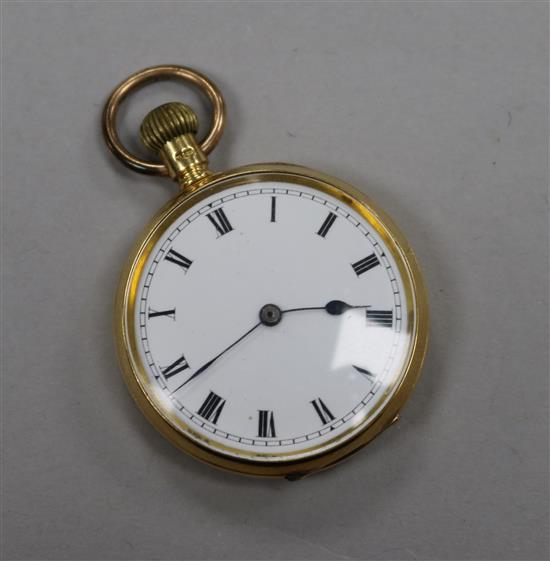 An 18ct gold fob watch with Roman dial.